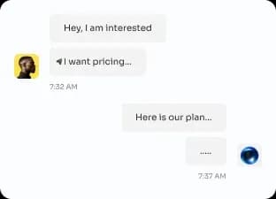 Chat between a customer and the Ve assistant.