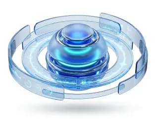 Glowing control dial with glass rings.