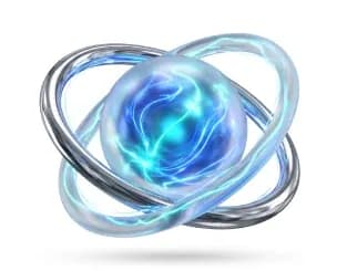 Energy sphere circled by chrome rings.